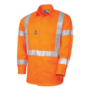 Lightweight NSW Rail Vented L/S Hi-Vis Drill Shirt with Perforated Reflective Tape