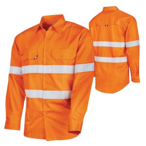 Ripstop L/S Vented Hi-Vis Cotton Shirt With Reflective Tape