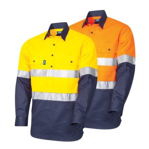 Regular Weight L/S Cotton Closed Front Hi-Vis Shirt