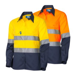 Lightweight Vented L/S Hi-Vis Drill Shirt with Reflective Tape