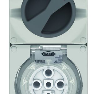 Trader BUC532 Buffalo Combination Switched Socket Outlet IP66 32A 500V ac 5 Pin Grey