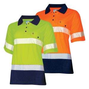 Recycled Womens Anti-Microbial Micromesh S/S Two Tone Hi-Vis Polo Shirt